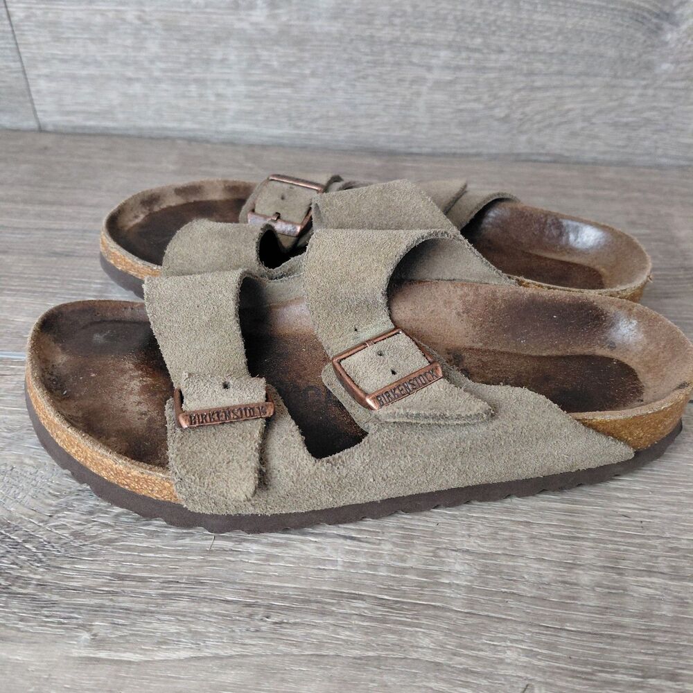 Birkenstock Arizona Sandals Women Size 35 US 4.5 Brown Suede Soft Footbed Slide - Picture 4 of 11